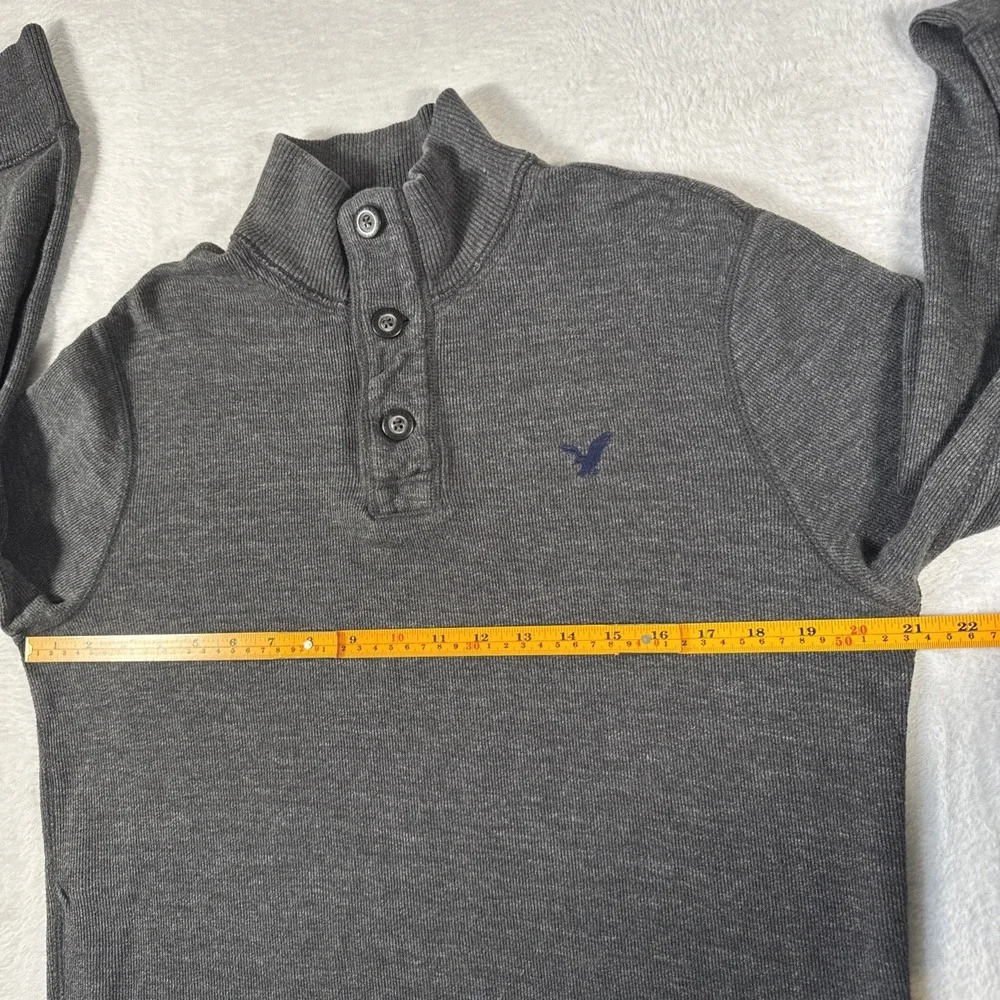 American Eagle Mens Waffle Knit Thermal Henley Shirt Size Medium Casual Outdoors